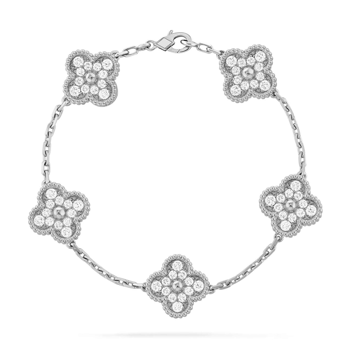 [Lucas Jewelry]CLOVER 5 MOTIFS  DIAMOND BRACELET SILVER