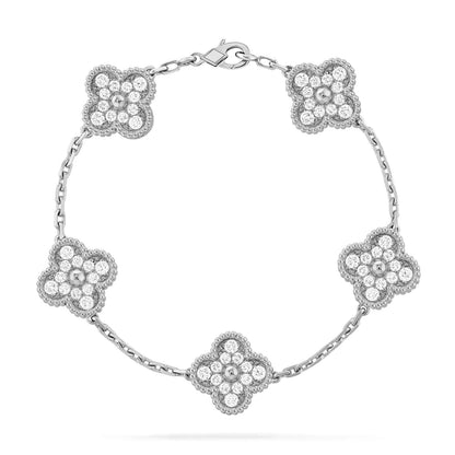 [Lucas Jewelry]CLOVER 5 MOTIFS  DIAMOND BRACELET SILVER