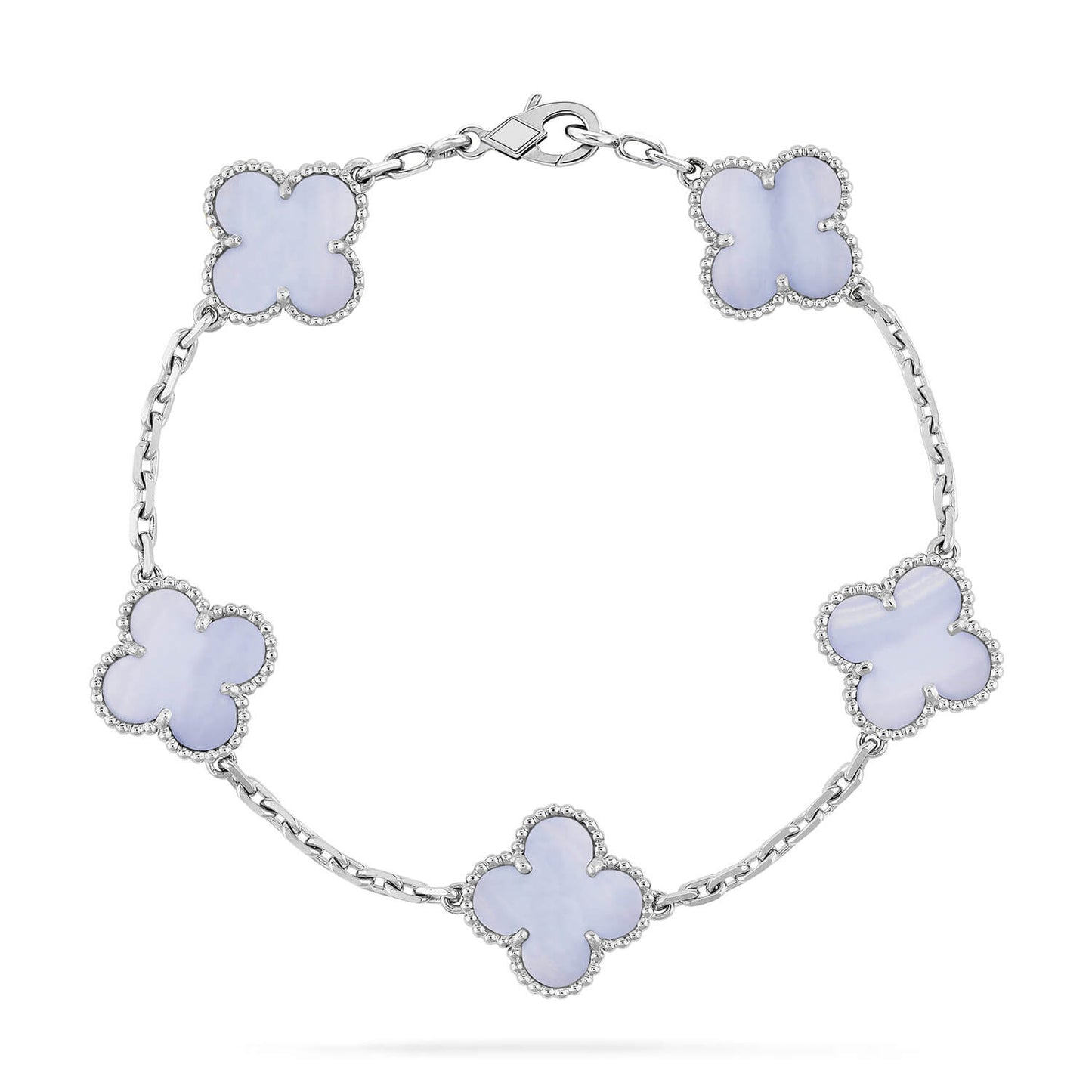 [Lucas Jewelry]CLOVER  5 MOTIF PURPLE CHALCEDONY BRACELET SILVER