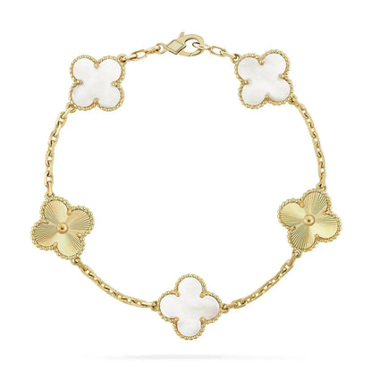 [Lucas Jewelry]CLOVER BRACELET 5 MOTIF WHITE MOP PINK GOLD