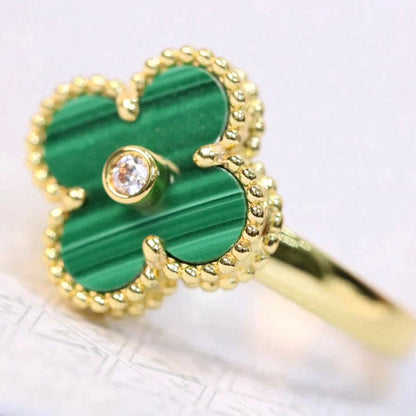 [Lucas Jewelry]CLOVER MALACHITE RING GOLD DIAMOND