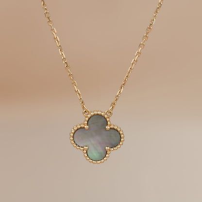 [Lucas Jewelry]CLOVER 15MM  GRAY MOTHER OF PEARL NECKLACE