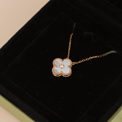 [Lucas Jewelry]CLOVER 15MM DIAMOND WHITE FRITILLARIA NECKLACE