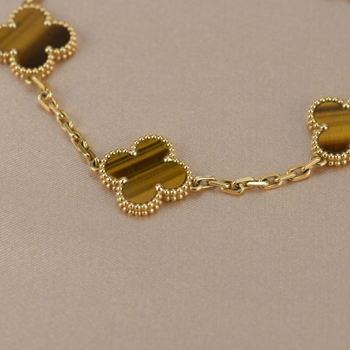 [Lucas Jewelry]CLOVER  5 MOTIFS TIGER EYE BRACELET