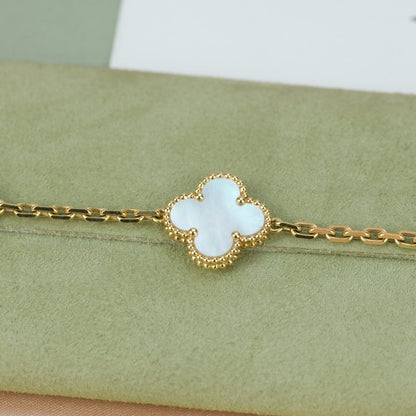 [Lucas Jewelry]CLOVER  5 MOTIF WHITE MOP BRACELET