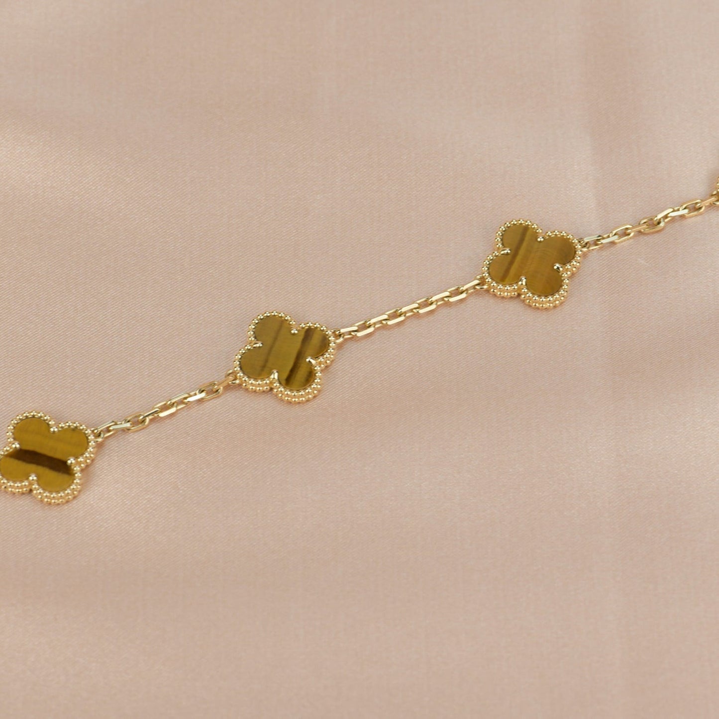 [Lucas Jewelry]CLOVER  5 MOTIFS TIGER EYE BRACELET