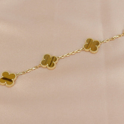 [Lucas Jewelry]CLOVER  5 MOTIFS TIGER EYE BRACELET