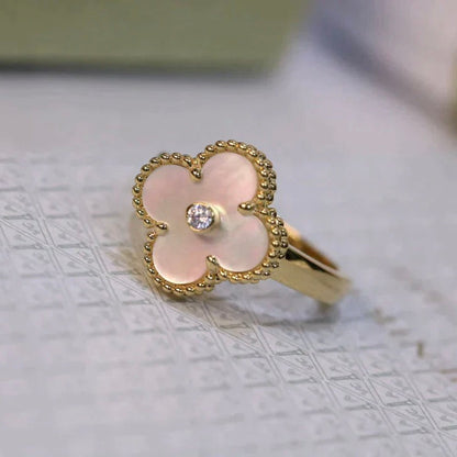 [Lucas Jewelry]CLOVER PINK MOP RING GOLD DIAMOND