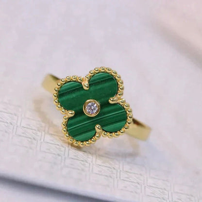 [Lucas Jewelry]CLOVER MALACHITE RING GOLD DIAMOND