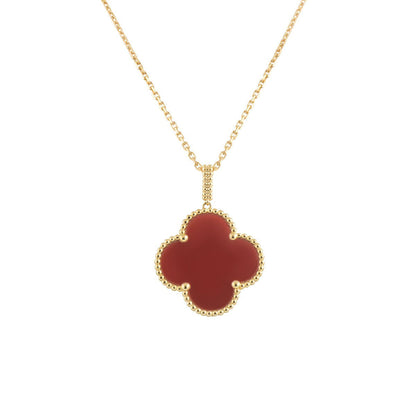 [Lucas Jewelry]CLOVER 25MM NECKLACE GOLD CARNELIAN