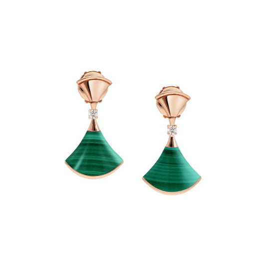 [Lucas Jewelry]DREAM MALACHITE PINK GOLD EARRINGS