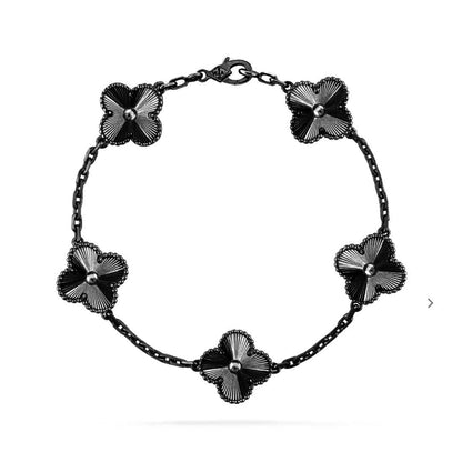 [Lucas Jewelry]CLOVER 5 MOTIF BLACK BRACELET