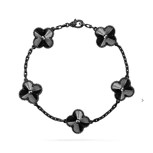 [Lucas Jewelry]CLOVER 5 MOTIF BLACK BRACELET