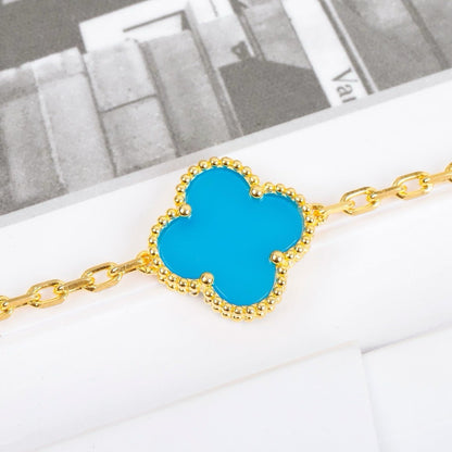 [Lucas Jewelry]CLOVER 5 MOTIFS TURQUOISE BRACELET