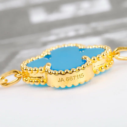 [Lucas Jewelry]CLOVER 5 MOTIFS TURQUOISE BRACELET