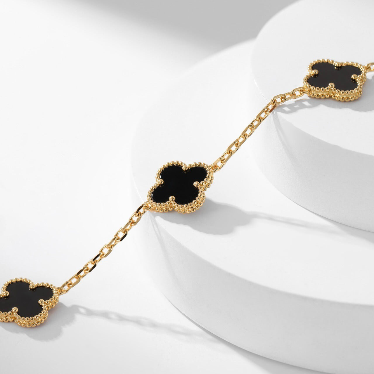 [Lucas Jewelry]CLOVER 10 MOTIFS ONYX NECKLACE