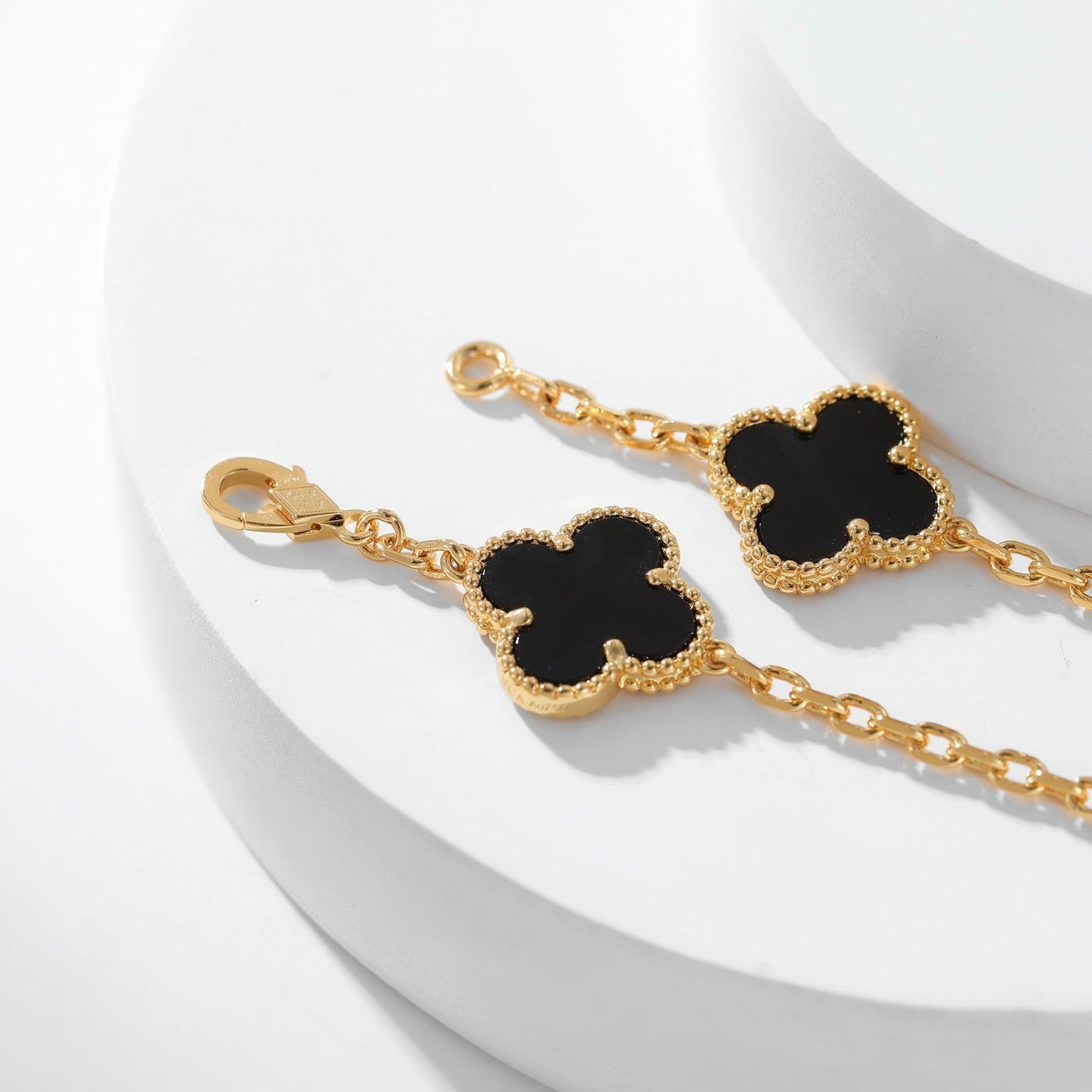 [Lucas Jewelry]CLOVER 10 MOTIFS ONYX NECKLACE