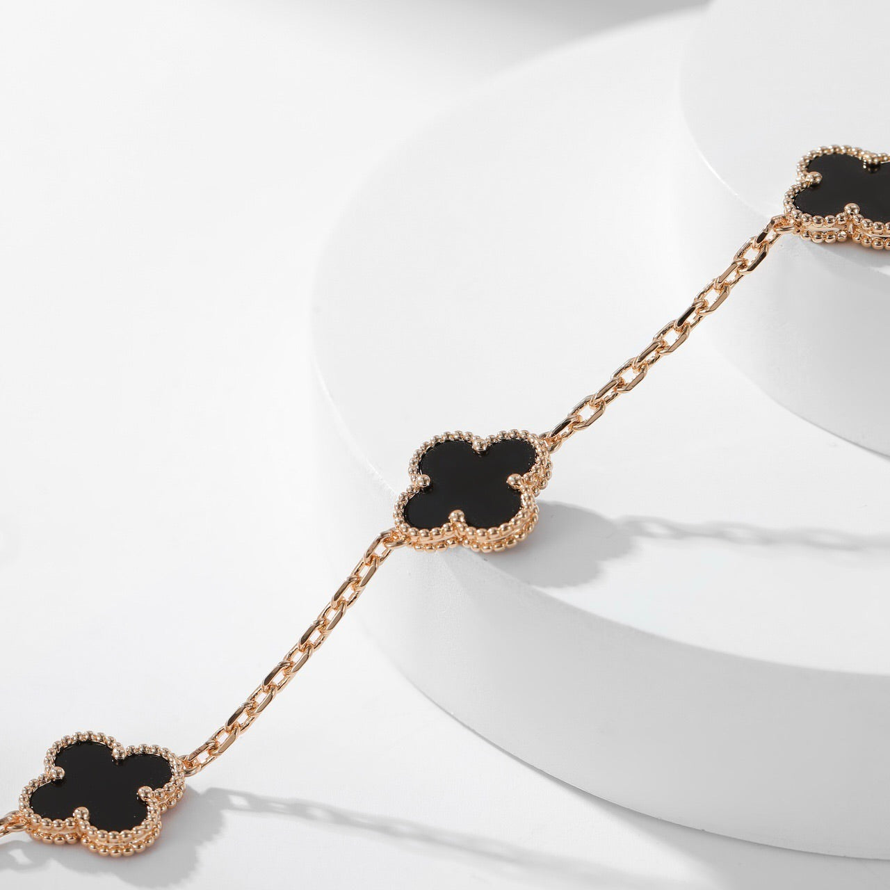 [Lucas Jewelry]CLOVER 10 MOTIFS ONYX NECKLACE