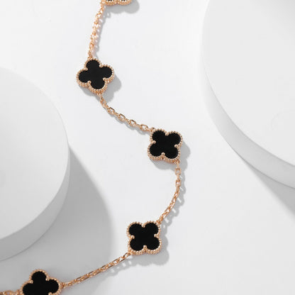 [Lucas Jewelry]CLOVER 10 MOTIFS ONYX NECKLACE