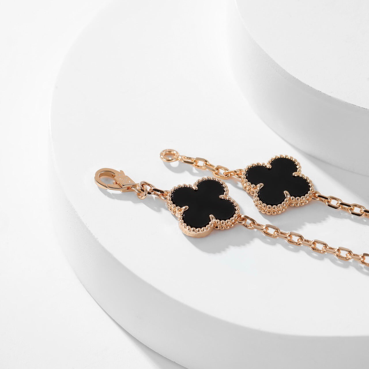 [Lucas Jewelry]CLOVER 10 MOTIFS ONYX NECKLACE