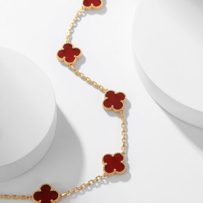 [Lucas Jewelry]CLOVER 10 MOTIFS CARNELIAN NECKLACE