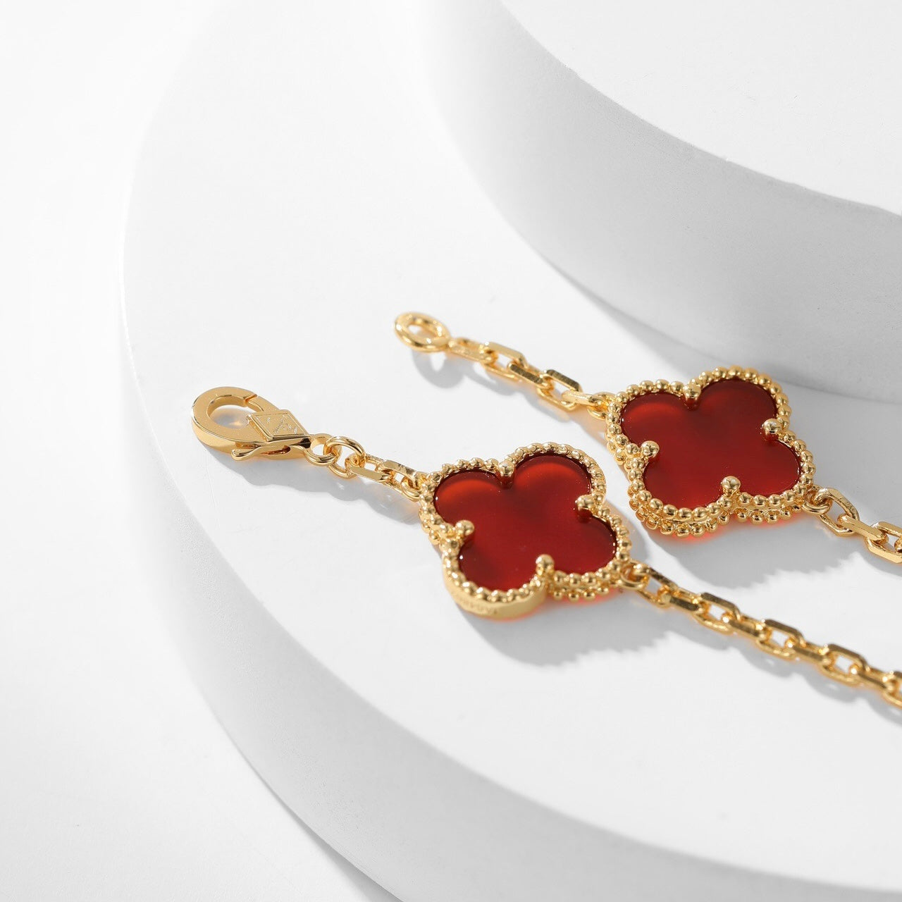 [Lucas Jewelry]CLOVER 10 MOTIFS CARNELIAN NECKLACE