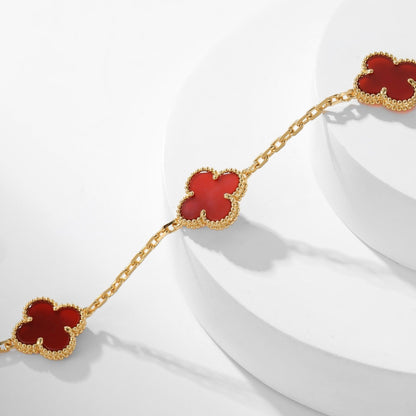 [Lucas Jewelry]CLOVER 10 MOTIFS CARNELIAN NECKLACE