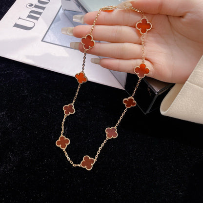 [Lucas Jewelry]CLOVER 10 MOTIFS CARNELIAN NECKLACE