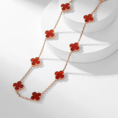 [Lucas Jewelry]CLOVER 10 MOTIFS CARNELIAN NECKLACE