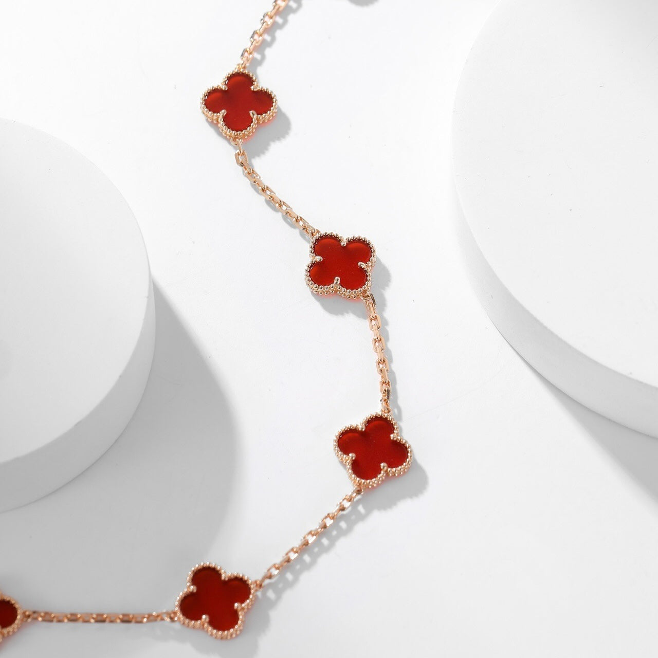 [Lucas Jewelry]CLOVER 10 MOTIFS CARNELIAN NECKLACE