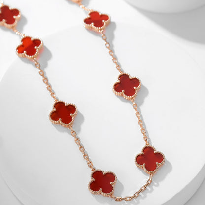 [Lucas Jewelry]CLOVER 10 MOTIFS CARNELIAN NECKLACE