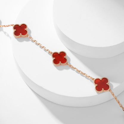 [Lucas Jewelry]CLOVER 10 MOTIFS CARNELIAN NECKLACE