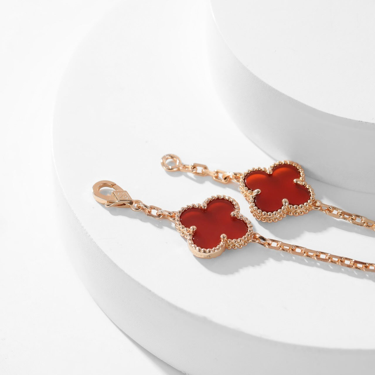 [Lucas Jewelry]CLOVER 10 MOTIFS CARNELIAN NECKLACE