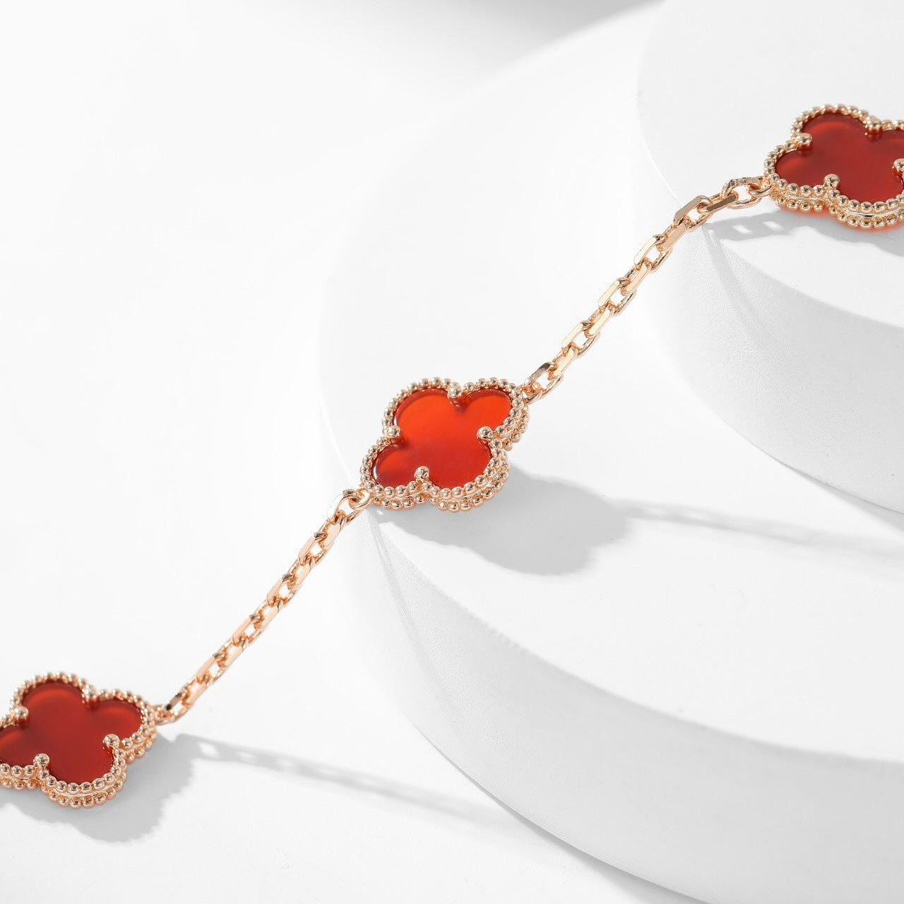 [Lucas Jewelry]CLOVER 10 MOTIFS CARNELIAN NECKLACE