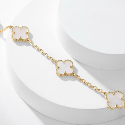 [Lucas Jewelry]CLOVER 10 MOTIFS WHITE MOTHER OF PEARL NECKLACE