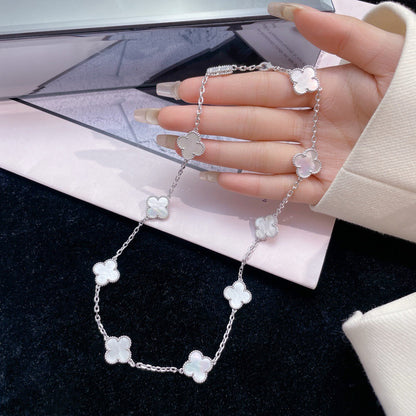 [Lucas Jewelry]CLOVER 10 MOTIFS WHITE MOTHER OF PEARL NECKLACE