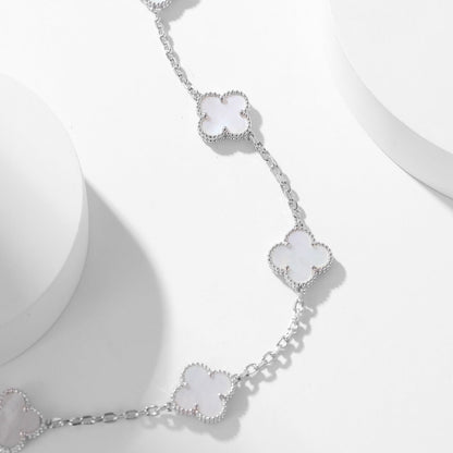 [Lucas Jewelry]CLOVER 10 MOTIFS WHITE MOTHER OF PEARL NECKLACE