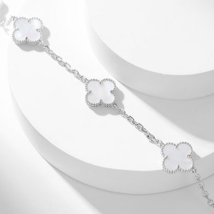 [Lucas Jewelry]CLOVER 10 MOTIFS WHITE MOTHER OF PEARL NECKLACE