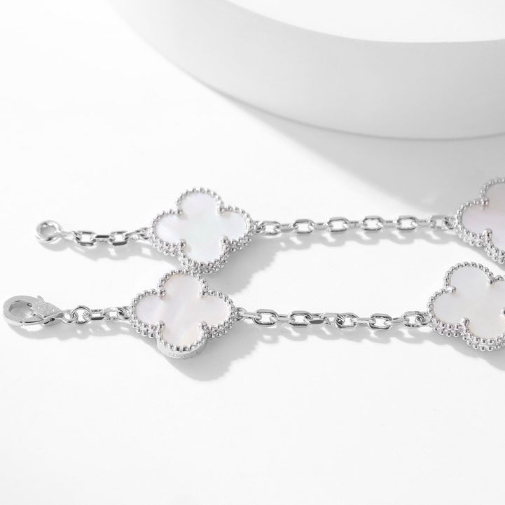 [Lucas Jewelry]CLOVER 10 MOTIFS WHITE MOTHER OF PEARL NECKLACE