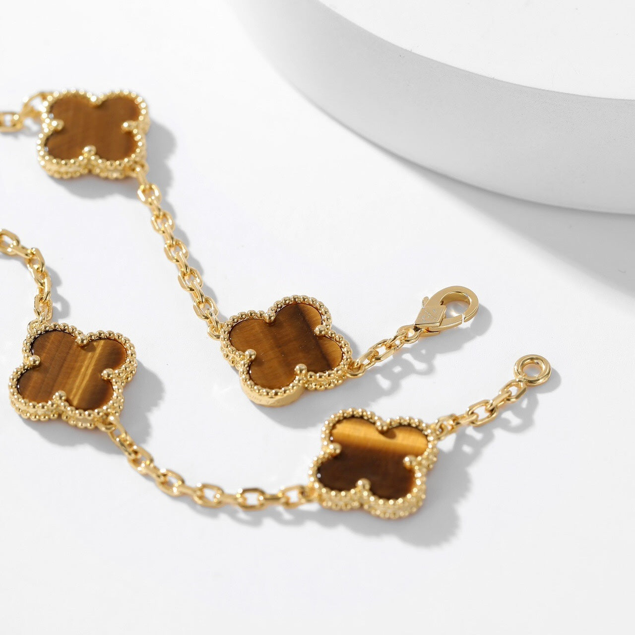 [Lucas Jewelry]CLOVER 10 MOTIFS TIGER EYE NECKLACE