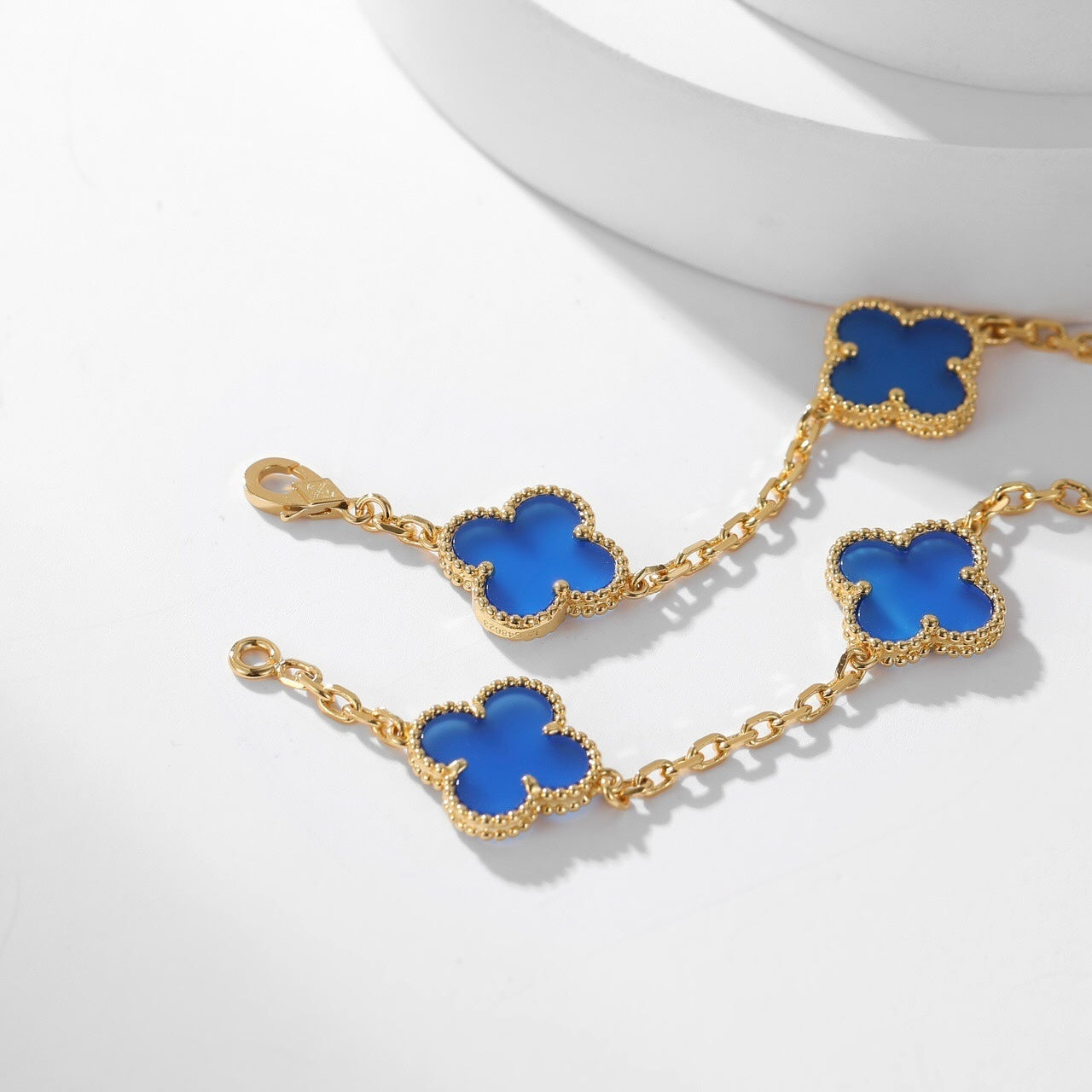 [Lucas Jewelry]CLOVER 10 MOTIFS BLUE AGATE NECKLACE