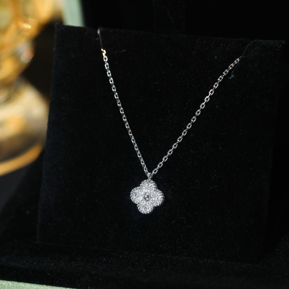 [Lucas Jewelry]CLOVER MINI 9.5MM PENDANT DIAMOND NECKLACE