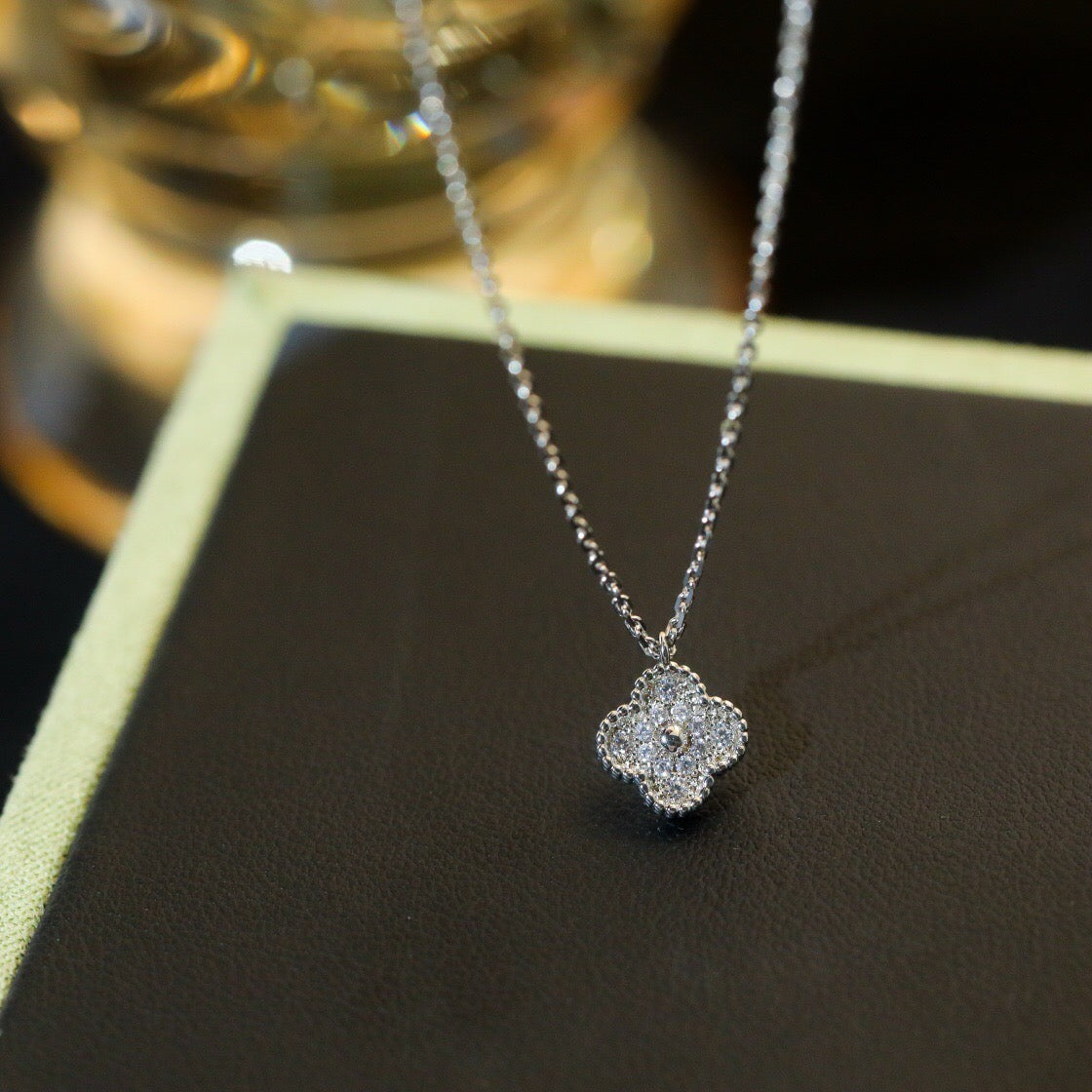 [Lucas Jewelry]CLOVER MINI 9.5MM PENDANT DIAMOND NECKLACE