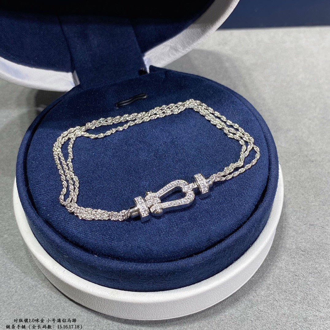 [Lucas Jewelry]FORCE SMALL HORSESHOE  DIAMOND CHAIN ROPE BRACELET