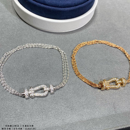 [Lucas Jewelry]FORCE SMALL HORSESHOE  DIAMOND CHAIN ROPE BRACELET