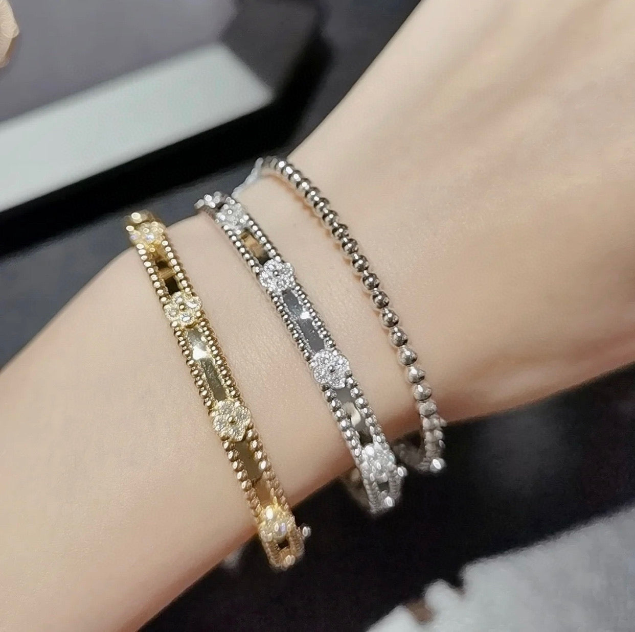 [Lucas Jewelry]CLOVER BRACELET 4MM DIAMONDS