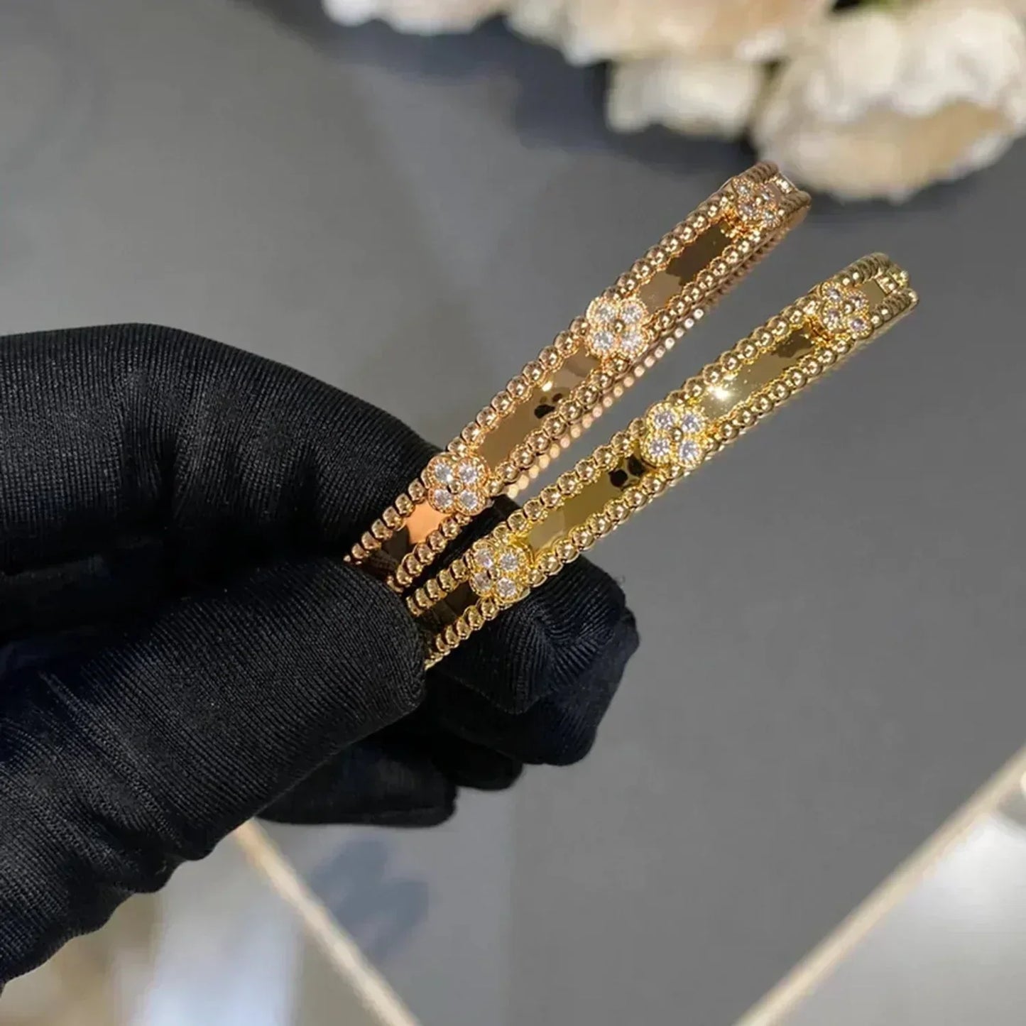 [Lucas Jewelry]CLOVER BRACELET 4MM DIAMONDS