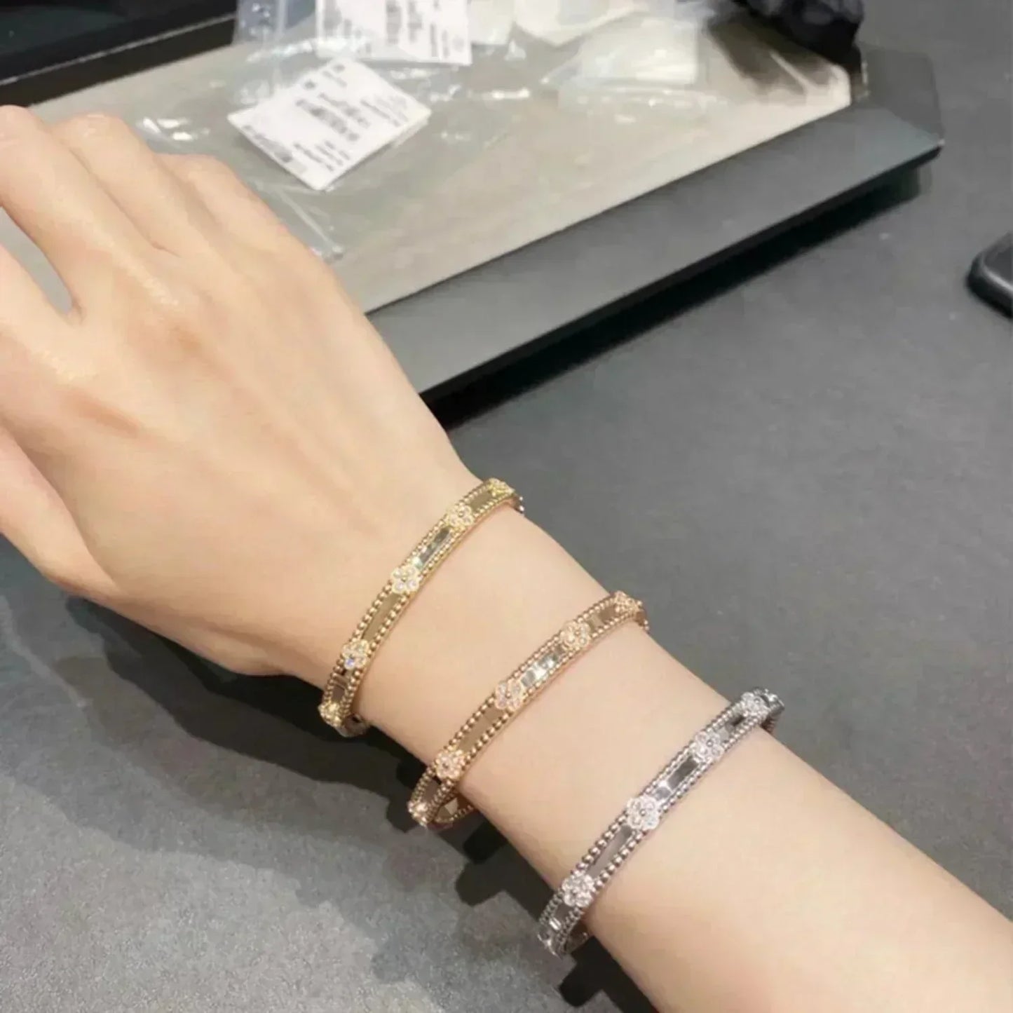 [Lucas Jewelry]CLOVER BRACELET 4MM DIAMONDS