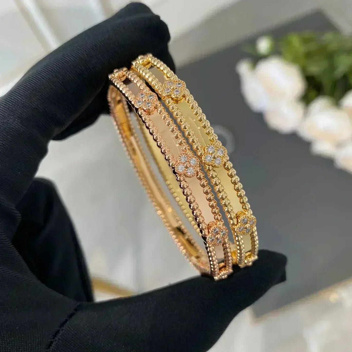 [Lucas Jewelry]CLOVER BRACELET 4MM DIAMONDS