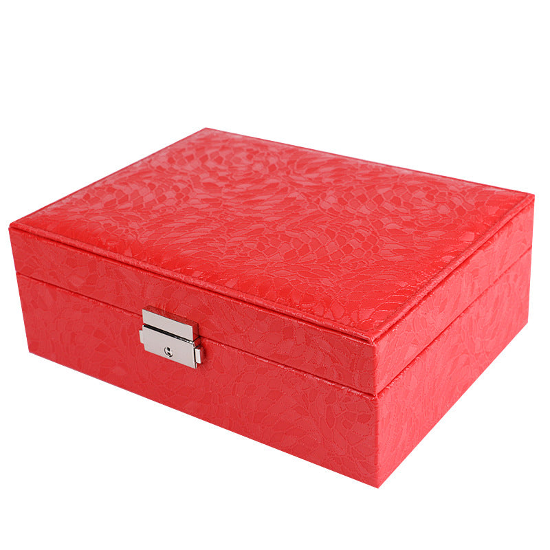 EXQUISITE PU LEATHER JEWELRY BOX WITH LOCK